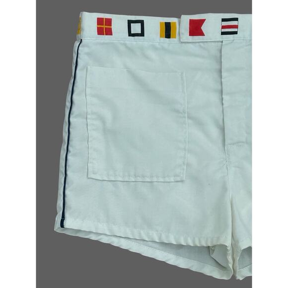 Vintage 40s 50s Catalina Men’s Bathing Suit Short Nautical Flag Print Waist 34 - Picture 4 of 11
